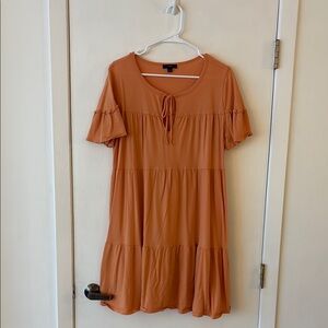 Jcrew Orange/peach Tiered Dress